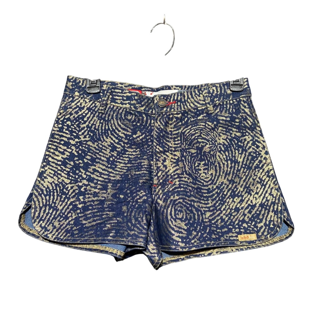 VTG Ecko Red Denim Foundry Metallic Gold Swirl Fingerprint Dolphin Shorts 5 Blue